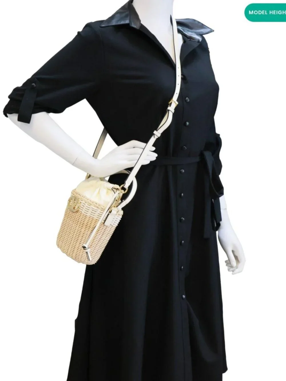 Valentino Garavani Vlogo Raffia Wicker Bucket Bag Beige
